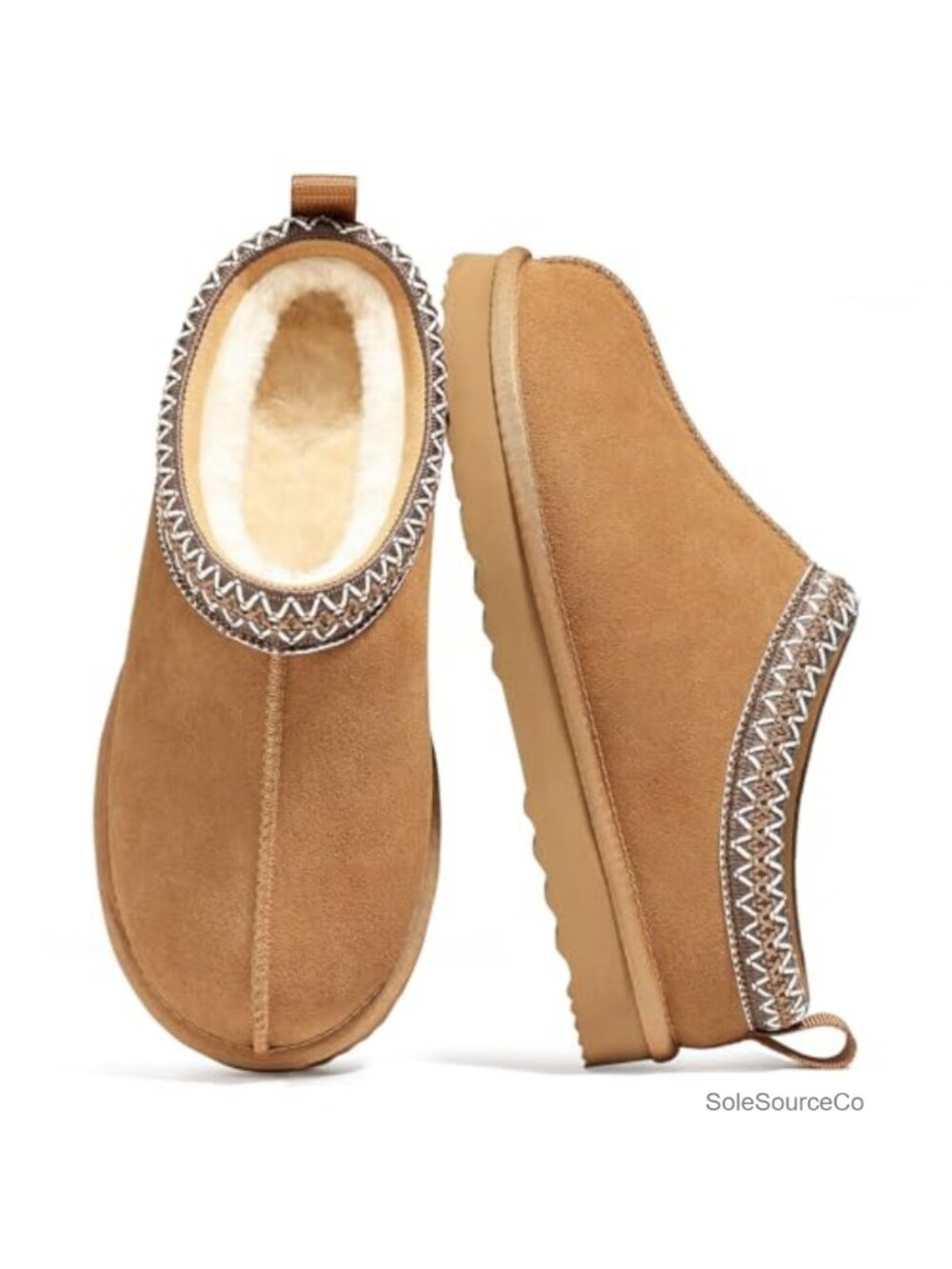 Genuine Suede Fuzzy Slippers Women Winter Warm House Shoes Non-Slip